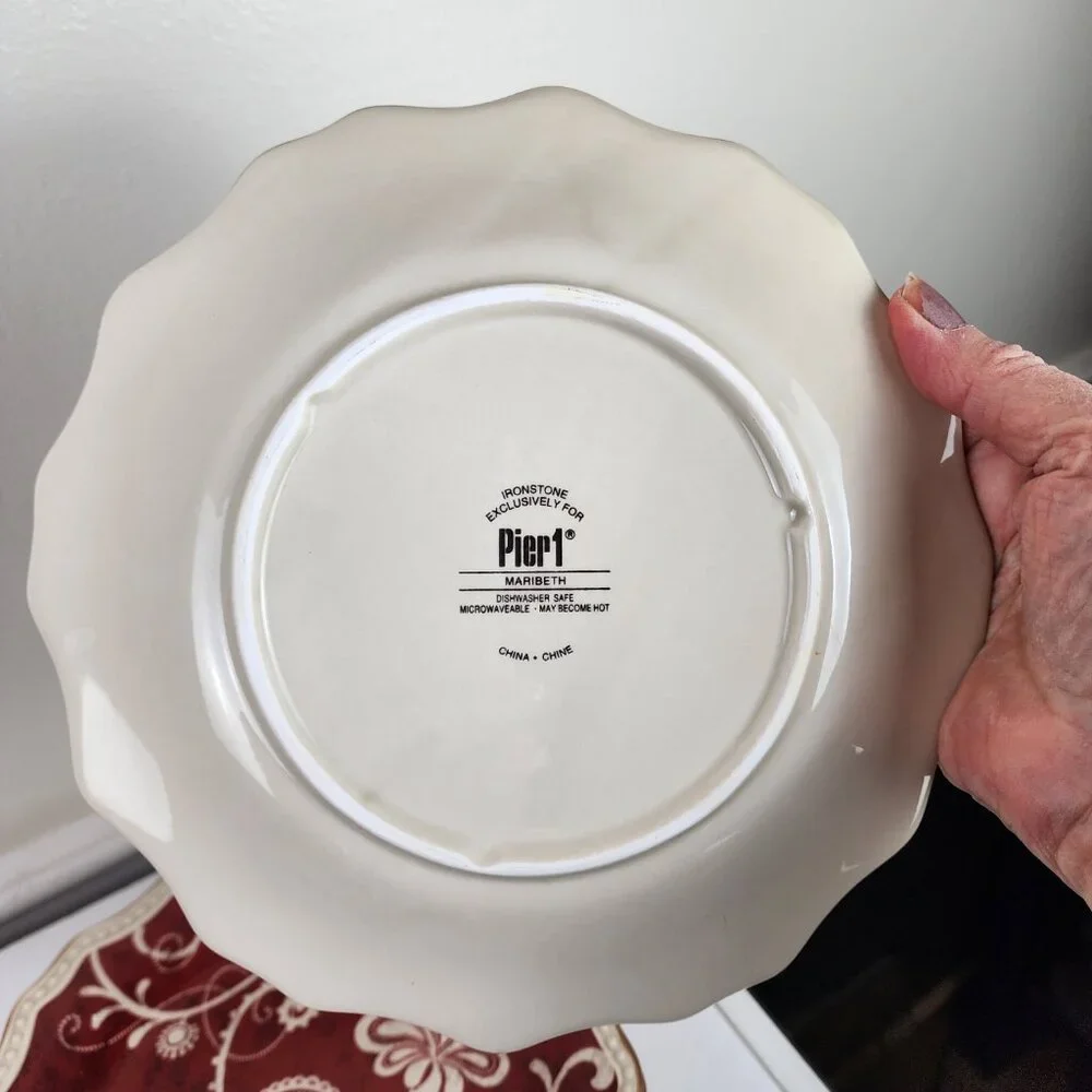 Pier 1 Maribeth Scalloped Ironstone Lot of Four Salad Plates 8 7/8 In